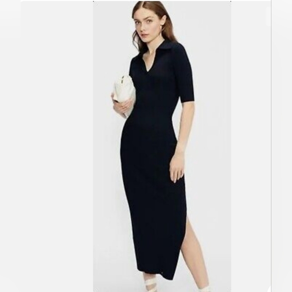 Ted Baker London Dresses & Skirts - Ted Baker London Pileepa Dark Navy Midi Polo Nexk Sweater Dress